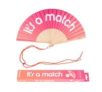 fisura. - Éventail en bois au design original avec message “It’s a match”. Ventilateur à main dégradé rose, accessoire tendance et coloré avec crochet inclus. Taille : 42,5 x 23 cm