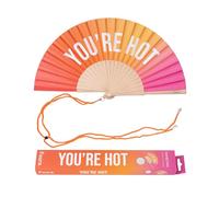 fisura. - Éventail en Bois Original avec Message “You are h*t”. Accessoire Moderne et coloré, Ventilateur de Poche dégradé Rose et Orange avec Attache Incluse. Dimensions : 42,5 x 23 cm
