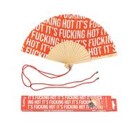 fisura. - Éventail original avec message “f*cking hot”. Accessoire moderne et amusant. Modèle rouge avec motif. Avec cordon pratique. 42,5 x 23 cm
