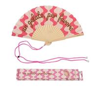 Fisura - Éventail Original avec Message “Un Gelato, per favore”. Accessoire en Bois Moderne et coloré. Ventilateur à Main Bleu à Rayures. Dragonne Incluse. Idée Cadeau Amusante. 42,5 x 23 cm