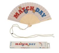 Fisura - Éventail Original “Match Day” en Bois Rouge et Bleu, éventail à Main Moderne et coloré avec Cordon Inclus, Accessoire Supporter été, 42,5 x 23 cm