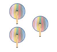 Fisura - Éventail pliable à rayures multicolores. Accessoire original en papier. Pai pai aux couleurs vives. Cadeau parfait pour convives de mariage. Idéal pour fêtes et cérémonies. Lot de 3 unités.