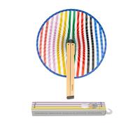 Fisura - Éventail pliable à rayures multicolores. Éventail pliable original en papier. Pai pai multicolore. Détail de mariage pour invités. Cadeau fête ou cérémonies.
