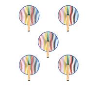Fisura - Éventail pliable à rayures multicolores. Modèle unique en papier. Pai pai aux teintes vibrantes. Souvenir raffiné pour invités de mariage. Idéal pour fêtes et événements. Lot de 5.