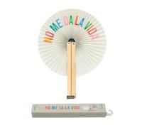 Fisura - Éventail pliable avec message "No Me Da La Vida". Éventail pliable original en papier. Pai pai multicolore. Détail de mariage pour invités. Cadeau fête ou cérémonies.