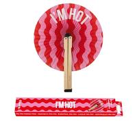 Fisura - Éventail Pliable Papier avec Message “I’m h*t”, éventail Main Original Style pai pai Rose Rouge, Accessoire Mariage invités, idée Cadeau fête cérémonie été élégant