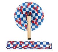 Fisura - Éventail Pliable Papier Motif homards, éventail Main Original Style pai pai Bleu Blanc, Accessoire Mariage invités Original, idée Cadeau fête cérémonie été