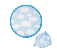 fisura. - Éventail rond pliable. Ventilateur à main pliable original. Frisbee pliable. Éventail portable pour fêtes. 20 cm. (Glace, 1 unité) (Nuages)