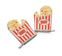 FISURA - Gants de Cuisine avec Tampon de Four Gants de Four Originaux Gants de Four Amusants en Coton 14 x 30 cm Coton et Polyester (Popcorn, Rouge)