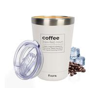Fisura - Gobelet isotherme original blanc 310 ml. Tasse isotherme en acier inoxydable sans BPA pour café à emporter. Tasse thermique compatible voiture.
