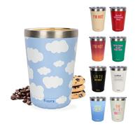 Fisura - Gobelet isotherme original nuages. Tasse de voyage bleue. Mug thermique 310 ml en acier inoxydable. Idéal pour le café en voiture. Sans BPA. Compact et facile à transporter.