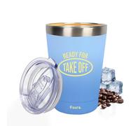 Fisura - Gobelet isotherme original "Ready". Gobelet isotherme bleu pour café à emporter. Tasse à café 310 ml. Tasse thermique en acier inoxydable. Sans BPA. Tasse pour voiture.