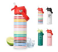 Fisura - Gourde design “Rayas” 500 ml. Bouteille thermique sans BPA en acier inoxydable avec paille. Idéale pour sport, voyage, extérieur et quotidien.