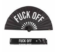 fisura. - Grand éventail Pliable “f*CK Off”. Éventail Original avec Grand Message Noir XXL. Éventail Pliable en Bambou. Dimensions : 64 x 33 centimètres.