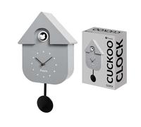 Fisura - Horloge Coucou Grise avec Cadran Blanc. Horloge Murale. Horloge Murale Originale pour Cadeau. 3 Piles AA Non incluses. Dimensions : 21,5x8x41,5 cm. Plastique ABS.