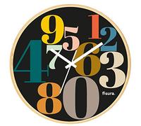 Fisura - Horloge Murale Originale numéros. Horloge de Cuisine Moderne. Horloge Murale Noire. 30 centimètres de diamètre. Bois et Verre. 1 Pile AA.