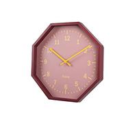 fisura. - Horloge Murale Originale octogonal Rouge. Horloge de Cuisine Moderne. Horloge Murale Marron. 30 centimètres de diamètre. ABS et Verre. 1 Pile AA.