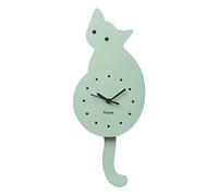 fisura. - Horloge Murale Vert Menthe en Forme de Chat. Horloge Murale silencieuse sans tic-tac. Horloge Murale Vert Menthe. Horloge en Bois. 46 x 8 centimètres. 1 Pile AA (Non Incluse)