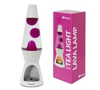 Fisura - Lampe à lave avec bougie. Lampe à lave sans électricité. Lampe à lave rose et blanche. Lampe écologique. Cadeau original. 29 cm x 8,5 cm (Bougie non incluse)