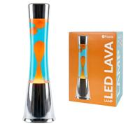 fisura. - Lampe à lave LED orange et bleue, lampe décorative relaxante | Base chromée, lave orange et liquide bleu. 11,5 × 11,5 × 40 cm.