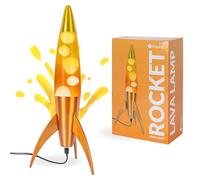 Fisura - Lampe à lave orange "rocket". Base métallisée et bouteille dégradée orange. Style vintage avec ampoule de rechange. Dimensions : 20 cm x 20 cm x 45 cm.