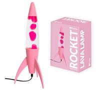 Fisura - Lampe à lave rose "rocket" - Base rose et liquide transparent - Lampe à lave rétro avec ampoule de rechange - 20 cm x 20 cm x 45 cm.