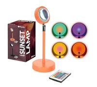 Fisura - Lampe sunset 16 couleurs. Lampe coucher de soleil orange. Lampe relaxante LED. Lampe romantique avec câble USB. Lampe originale pour cadeau. 26,5 cm x 10 cm.