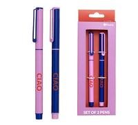 fisura. - Lot de 2 Stylos à bille drôles noirs « Back to the Office » - Stylos en métal avec encre noire, cadeau fantaisie pour bureau, accessoires de bureau (Ciao)