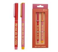 fisura. - Lot de 2 Stylos à bille drôles noirs « Back to the Office » - Stylos en métal avec encre noire, cadeau fantaisie pour bureau, accessoires de bureau (No me da la vida)