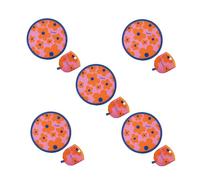 fisura. Lot de 5 éventails ronds pliables « Fleurs » - Ventilateur à main pliable original - Frisbee fleurs roses et oranges - Éventail portable pour fêtes - 20 cm, Lot de 5 fleurs, taille unique