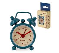 Fisura Mini réveil Original Bleu et Beige - Alarme rétro analogique Mini - Petit réveil de Voyage - pour Chambre à Coucher, Table de Chevet et Bureau - 4 cm x 6,2 cm