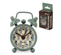 Fisura Mini réveil original gris et jaune - Alarme rétro analogique mini - Petit réveil de voyage - Pour chambre à coucher, table de chevet et bureau - 4 cm x 6,2 cm