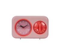Fisura - Minuteur de Cuisine rétro Rose. Minuteur de Cuisine analogique 60 Minutes. Minuteur Multifonction avec Horloge et Fonction Alarme. Minuteur Pomodoro.