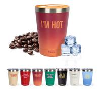 fisura. - Mug Isotherme original I’m hot. Tasse Isotherme à café pour emporter, dégradé grenat. Tasse à café de 310 ml. Tasse thermique en acier inoxydable. Sans BPA. Tasse pour voiture.
