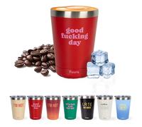 fisura. - Mug Isotherme original Tasse Isotherme à café pour emporter. Tasse à café de 310 ml. Tasse thermique en acier inoxydable. Sans BPA. Tasse pour voiture. (Day, rouge)
