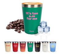 fisura. - Mug Isotherme original Tasse Isotherme à café pour emporter. Tasse à café de 310 ml. Tasse thermique en acier inoxydable. Sans BPA. Tasse pour voiture. (Too a.m, vert)