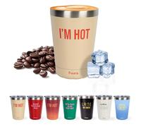 fisura. - Mug Isotherme original Tasse Isotherme à café pour emporter. Tasse à café de 310 ml. Tasse thermique en acier inoxydable. Sans BPA. Tasse pour voiture. (Hot, beige dégradé)