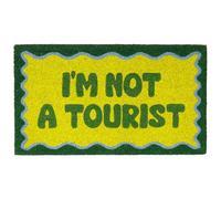 Fisura - Paillasson d'entrée Maison “I'm Not a Tourist” en Coco avec Base antidérapante en PVC. Tapis intérieur Vert Peint à la Main. Tapis Original et Amusant. 70 x 40 cm