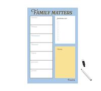 Fisura - Planner magnétique pour réfrigérateur “family matters”, planificateur hebdomadaire aimanté avec feutre effaçable inclus