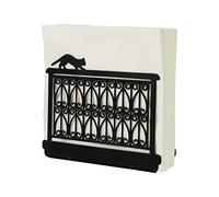 FISURA - Porte-Serviettes de Table Originale avec Motif de Chat sur Balcon. Porte-Serviettes de Table Noir. Porte-Serviettes en métal. Porte-Serviettes de Cuisine de 15x4x12 cm.