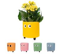 fisura. - Pot de Fleurs Original avec Motif d'œil. Pot de Fleurs et de Plante décoratif. Jardinière décorative d'intérieur. Pot en céramique Jaune pour Fleurs et Plantes grasses.13 x 12,5 cm.