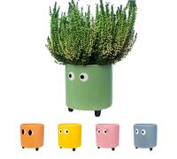 Fisura - Pot de fleurs original avec motif d'œil. Pot de fleurs et de plante décoratif. Jardinière décorative d'intérieur. Pot en céramique verte pour fleurs et plantes grasses.13 x 12,5 cm.