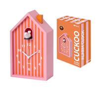 fisura. - Réveil Coucou Maison à Rayures Orange et Rose, réveil analogique Original avec Aiguilles, Fonction Snooze et lumière, idée Cadeau, 3 Piles AA Non incluses