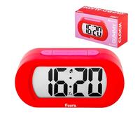 Fisura - Réveil Digital Rouge Rose, réveil LED écran Affichage 12/24 Heures avec rétroéclairage, Horloge Chambre à Piles, Fonctionne avec 3 AAA Non incluses