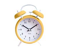 fisura. - Réveil Matin Jaune et Blanc. Reveil Analogique avec veilleuse à LED. Silencieux sans Tic-Tac. Cadran de 9 centimètres. Dimensions : 11,7x5,5x16. en Métal et ABS