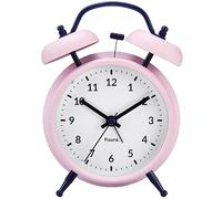fisura. - Réveil Matin Rose et Bleu. Reveil Analogique avec veilleuse à LED. Silencieux sans Tic-Tac. Cadran de 9 centimètres. Dimensions : 11,7x5,5x16. en Métal et ABS