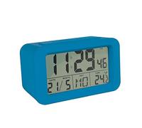 Fisura - Réveil numérique Bleue avec LED. Réveil Vert Silencieux. Indicateur de Date et de température. 2 alarmes. Bouton Snooze. Réveil numérique à Piles. 12x5,5x7