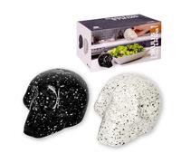 Fisura - Salière et poivrière originales “calaveras”. Set de table en céramique design tête de mort. Salière et poivrière originales pour cuisine ou décoration. 2 pièces 7 x 6,5 cm