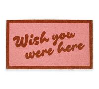 Fisura - Tapis d’entrée “Wish You” en Coco avec Base antidérapante en PVC. Tapis intérieur Rose Peint à la Main, avec Un Message Charmant. Taille : 70 x 40 cm.