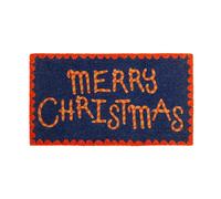 Fisura - Tapis d'entrée de Maison “Merry Christmas” en Coco avec Base antidérapante en PVC. Tapis de Noël Bleu et Rouge. Tapis extérieur Original. Peint à la Main. Dimensions : 70 cm x 40 cm